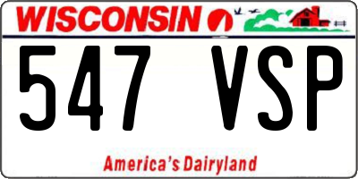 WI license plate 547VSP