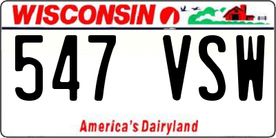 WI license plate 547VSW