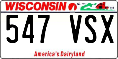 WI license plate 547VSX