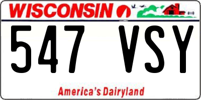 WI license plate 547VSY