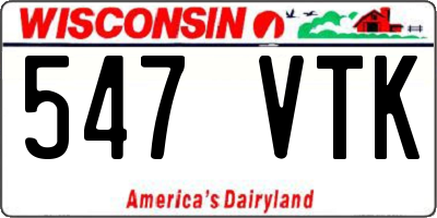 WI license plate 547VTK