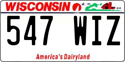 WI license plate 547WIZ