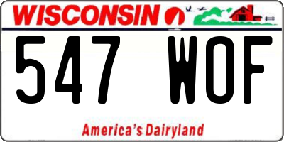 WI license plate 547WOF