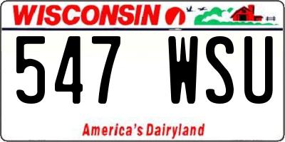 WI license plate 547WSU