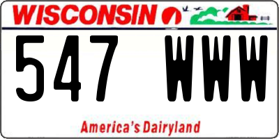 WI license plate 547WWW
