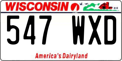 WI license plate 547WXD