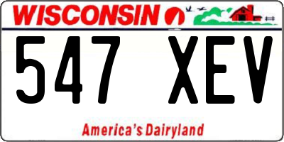 WI license plate 547XEV