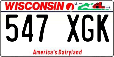 WI license plate 547XGK