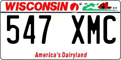WI license plate 547XMC