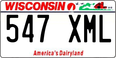 WI license plate 547XML