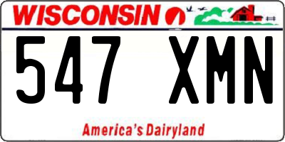 WI license plate 547XMN