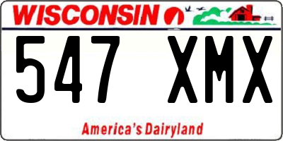 WI license plate 547XMX