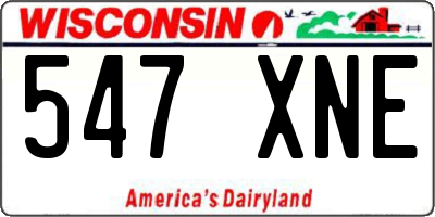 WI license plate 547XNE