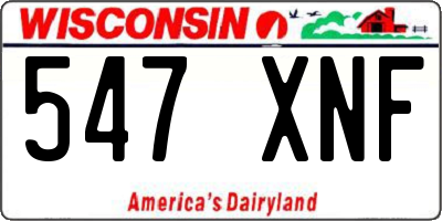 WI license plate 547XNF