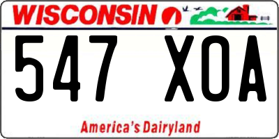 WI license plate 547XOA