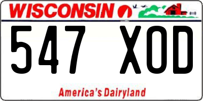 WI license plate 547XOD