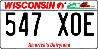 WI license plate 547XOE