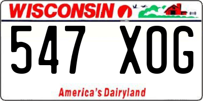 WI license plate 547XOG