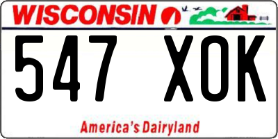 WI license plate 547XOK