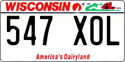 WI license plate 547XOL