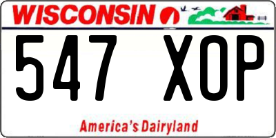 WI license plate 547XOP