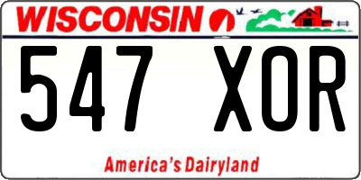 WI license plate 547XOR