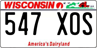 WI license plate 547XOS