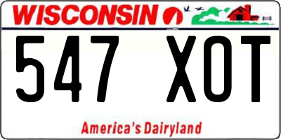 WI license plate 547XOT