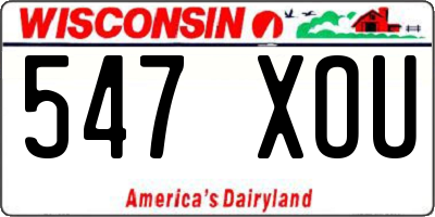 WI license plate 547XOU