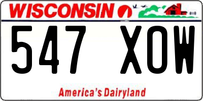 WI license plate 547XOW