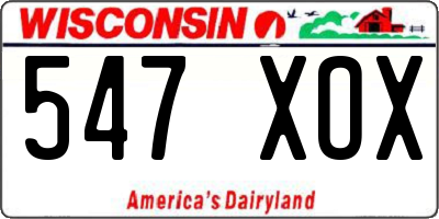 WI license plate 547XOX