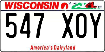 WI license plate 547XOY