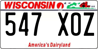 WI license plate 547XOZ