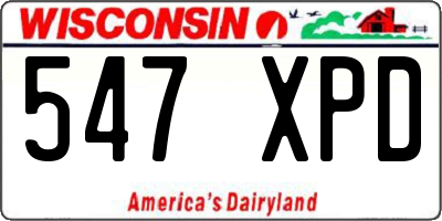 WI license plate 547XPD