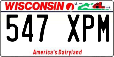 WI license plate 547XPM