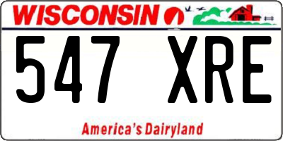 WI license plate 547XRE