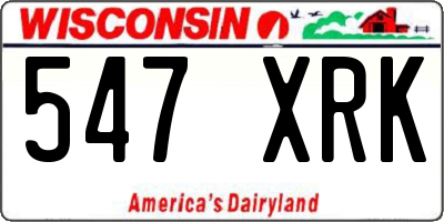WI license plate 547XRK
