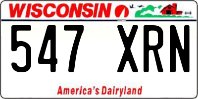 WI license plate 547XRN