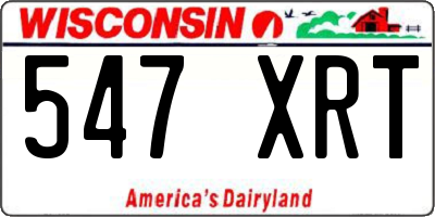 WI license plate 547XRT