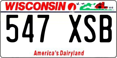 WI license plate 547XSB