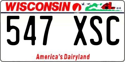 WI license plate 547XSC