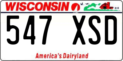 WI license plate 547XSD