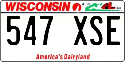 WI license plate 547XSE