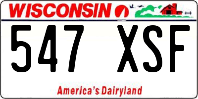 WI license plate 547XSF