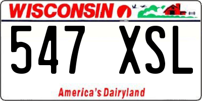 WI license plate 547XSL