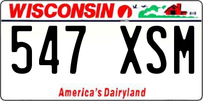 WI license plate 547XSM