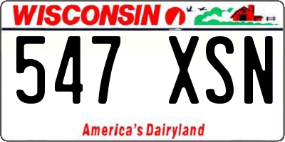 WI license plate 547XSN