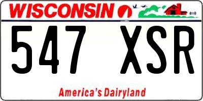 WI license plate 547XSR
