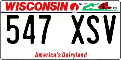 WI license plate 547XSV