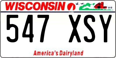 WI license plate 547XSY